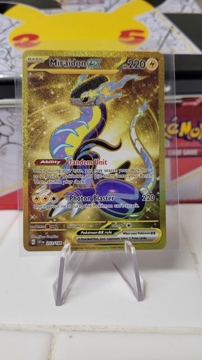  Pokemon - Miraidon ex 253/198 - Scarlet & Violet - Secret Rare  - Gold Holo Foil : Toys & Games