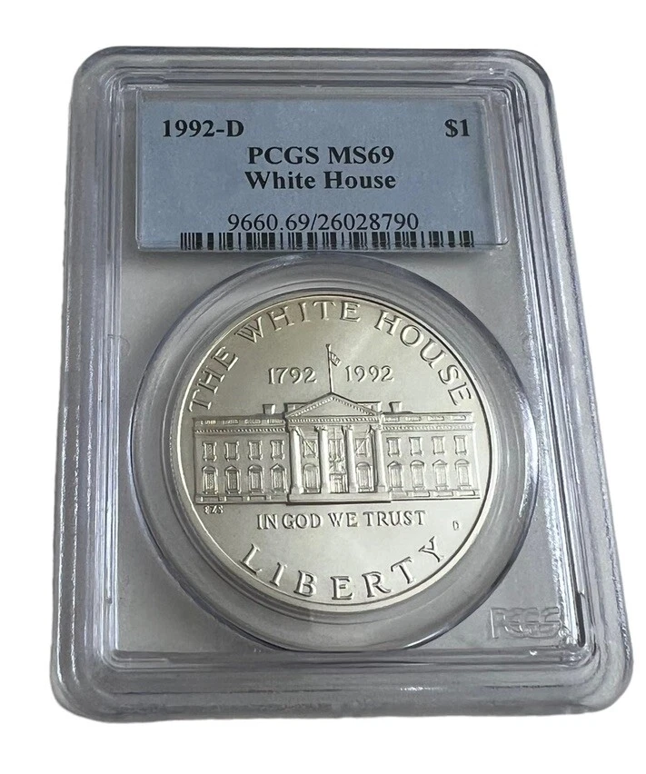 1992-D WHITE HOUSE $1 COMMEMORATIVE SILVER DOLLAR PCGS Mint State MS69 - Image 3 of 4