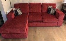 Large 3 Seater Fabric Sofa Red