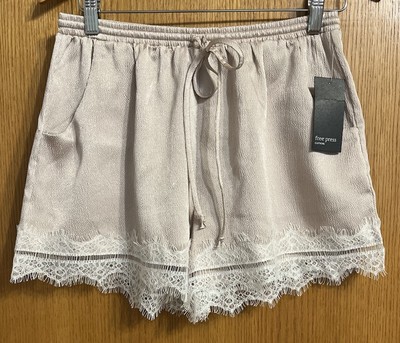 Free Press Beach Coverup Shorts Womens size Small Elastic Waist Lace Trim