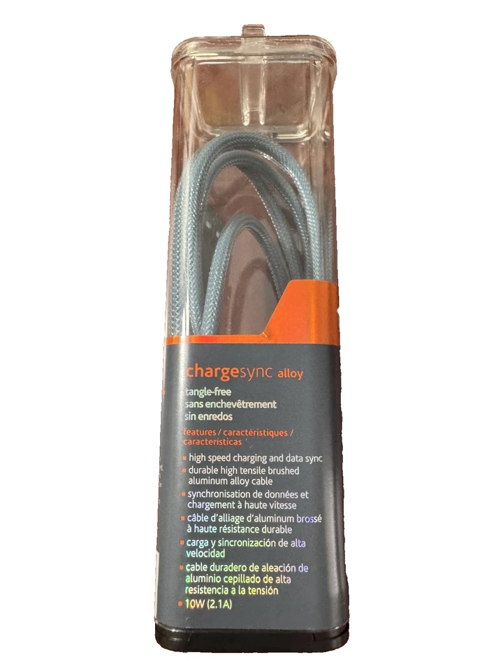 Ventev ChargeSync Micro-USB Braided Cable Tangle-Free - 4' - Blue - Image 2 of 3