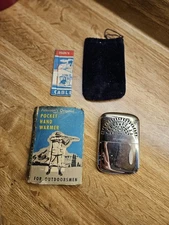 Vintage VTG Peterson's Pocket Hand Warmer w/ Original Cloth Cover Box & Manual