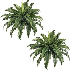 35" Ferns Artificial Bush Plants Large, 2 Artificial Boston Ferns with 39 Fronds