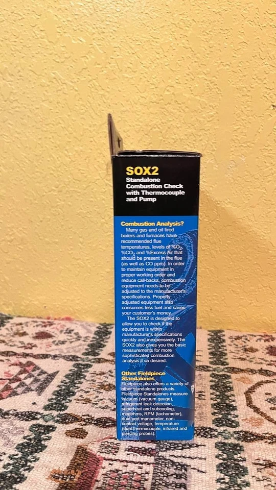 Comprobación de combustión Fieldpiece SOX2 - Analizador de gas portátil - Nuevo / sin usar Foto 4 de 4
