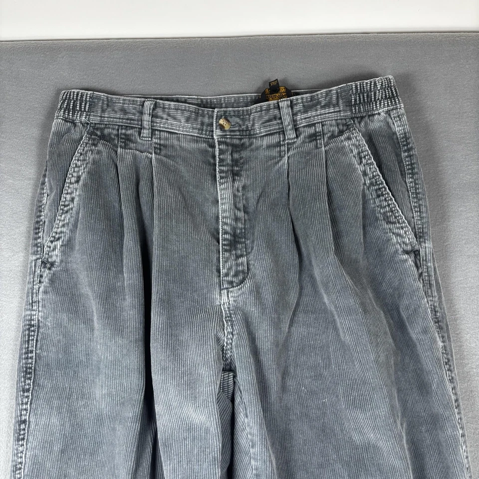 Pantalones de pana Eddie Bauer de colección para hombre 36x30 gris plisado cintura elástica informales años 90 Foto 3 de 4
