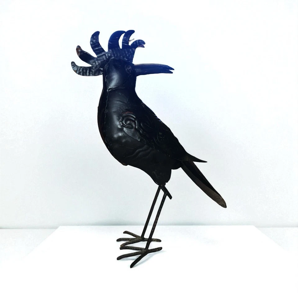 Arte de metal corvo corvo pássaro jardim decoração presente 14"" - Imagem 3 de 4