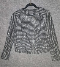 The Limited Blazer Jacket Women's Size M Black Lace Zipper Closure Stretch