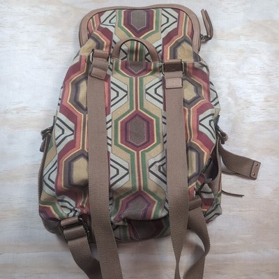 Hayden Harnett Brooklyn NYC Backpack Bag Geometric Pattern Canvas/ Leather Hayden Harnett Brooklyn NYC Backpack Bag Geometric Pattern  main image 3
