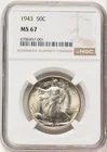 1943 WALKING LIBERTY HALF DOLLAR NGC MS 67
