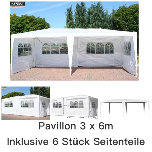 Pavillon 3x6m mit Seitenteilen weiss Partyzelt Gartenpavillon Festzelt Eventzelt