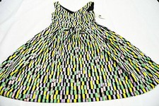 Calvin Klein Womens Tie Front Dress Sleeveless Midi V neck Multicolor Size 6 NWT