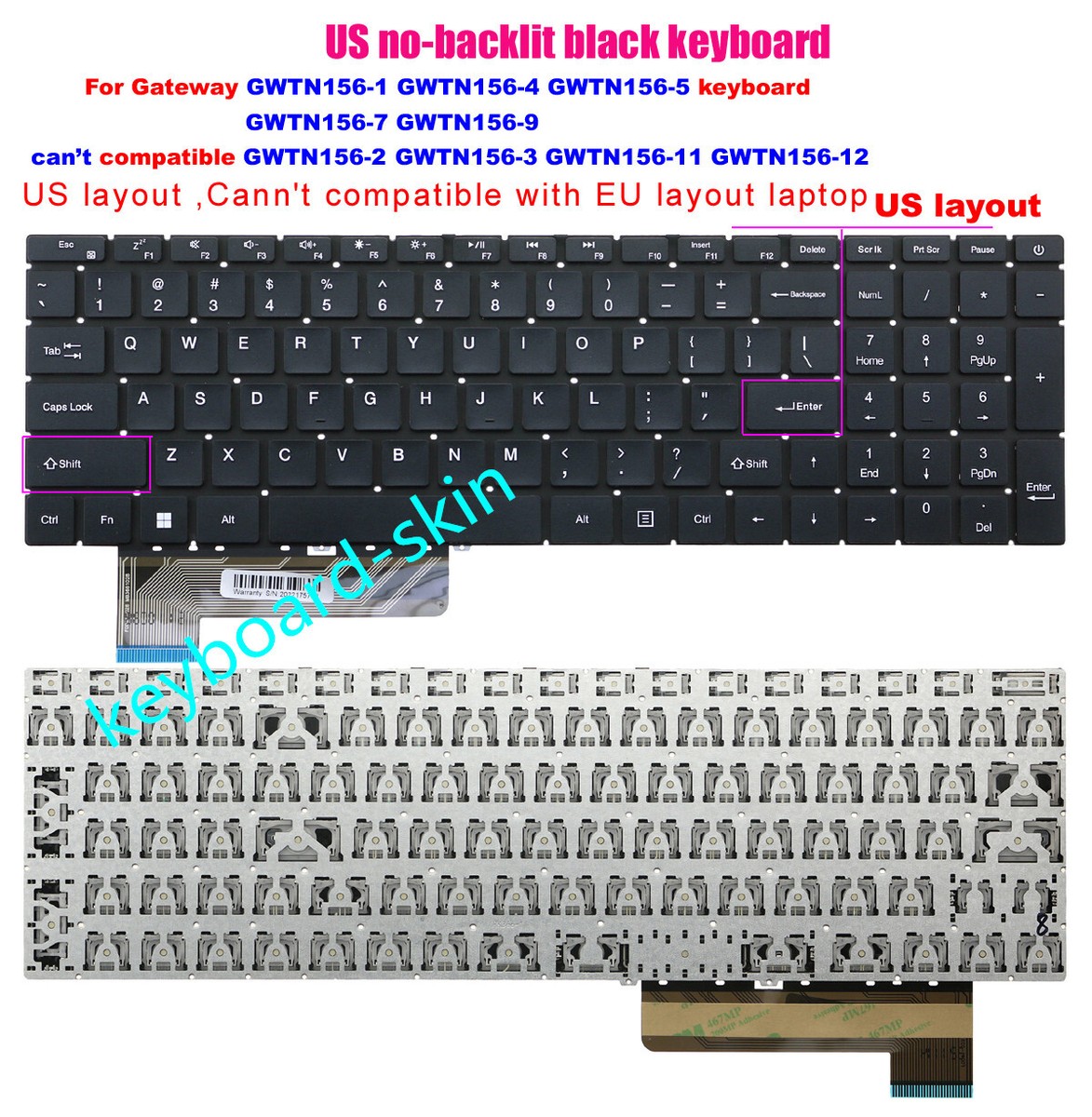 English US Keyboard For Gateway GWTN156-1BK GWTN156-1BL GWTN156 