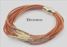 MULTI-LAYERED SUEDE LEATHER BRACELET-BROWN: 7 inches