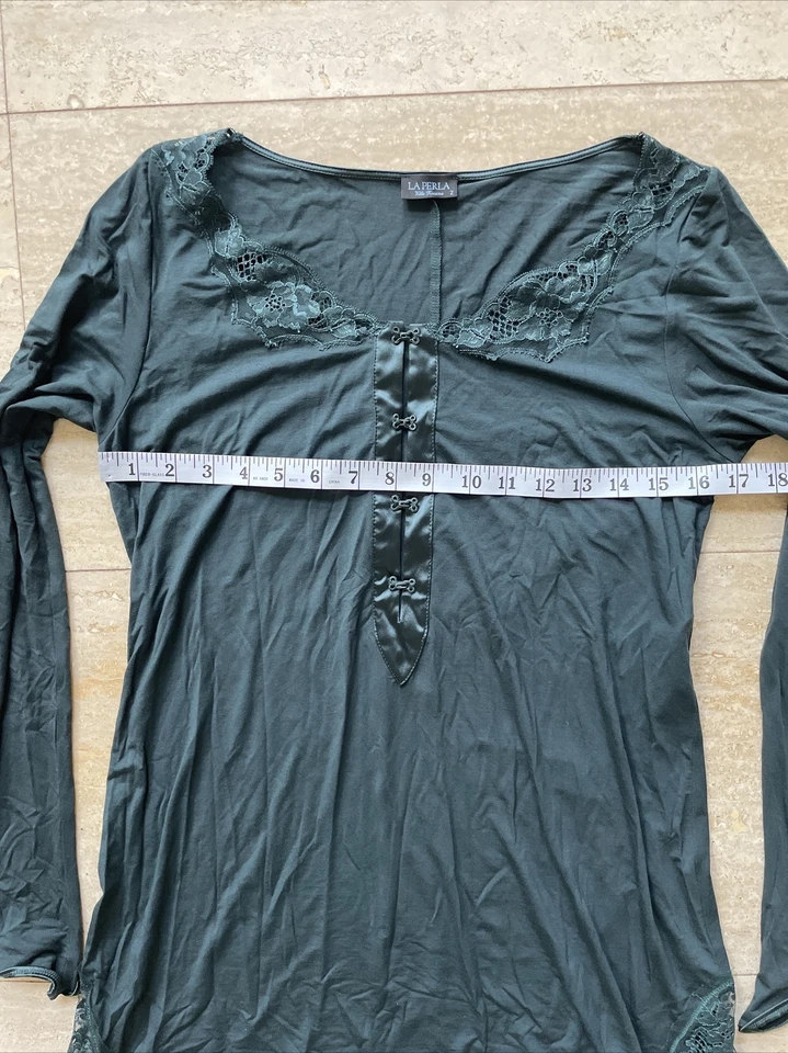 La Perla Top Women's Villla Toscana 2  Green Lace Long Sleeve - Image 3 of 4