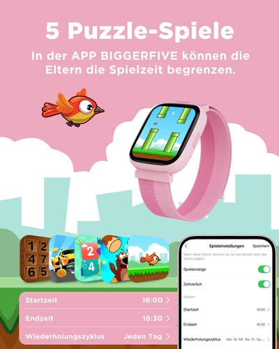 Kinder Smartwatch mit Telefonfunktion SOS Armbanduhr für iPhone Samsung Huawei - Bild 6 von 7