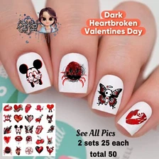 Dark Heartbroken Valentines Day Waterslide Nail Art Decals Set Of 50 Instruction