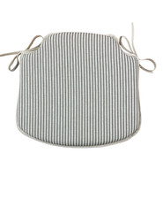 Grey Stripe Small Spindle Back Tie-On Seat Pad. Garden/Kitchen/Dining