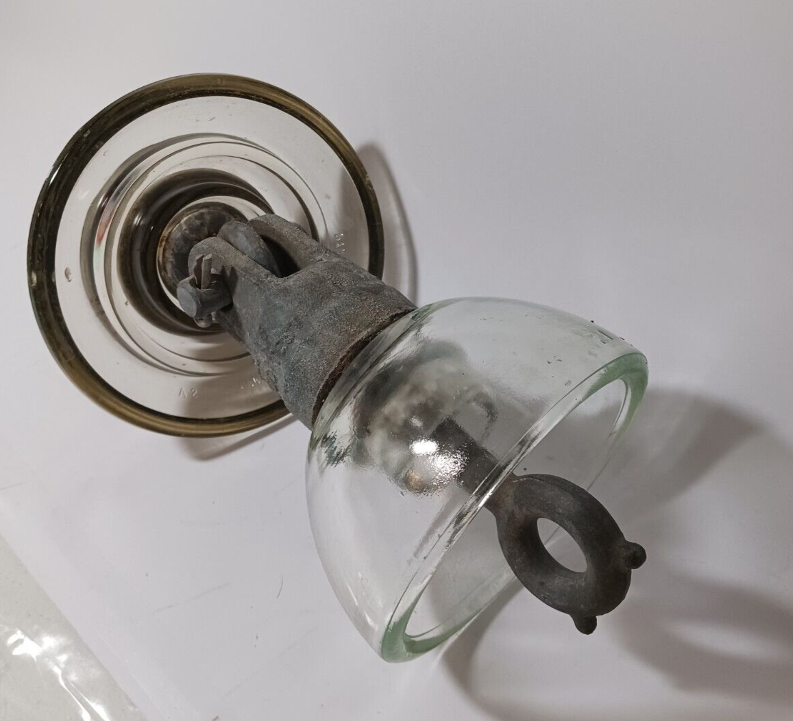 Vintage Power High Line Clear Glass Insulator With Hardware And