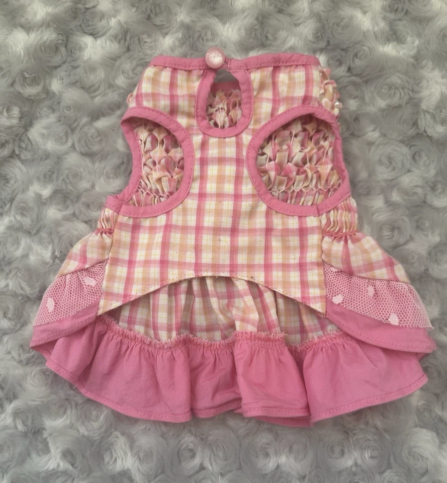 Vestido Oscar Newman Check Please Hand-smocked para perro talla XXS usado Foto 3 de 4