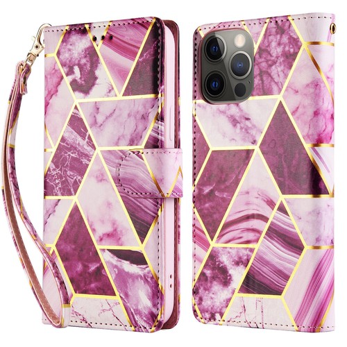 Geometric Leather Marble Wallet Cases Samsung S8 S9 S10 S10E S20 S21 Ultra S20FE - Picture 12 of 15