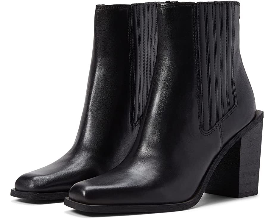 Sam Edelman Emalia Black Block Heel Leather Square Toe Retro