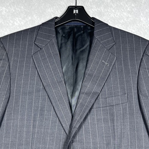 Burberry London Blazer 40L Black Pinstripe Kensington 100% Wool Suit Two Buttons - Picture 2 of 14