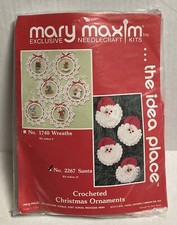 Vtg Mary Maxim Needlecraft Kit No. 2267 Crocheted Christmas Santa Ornaments NOS