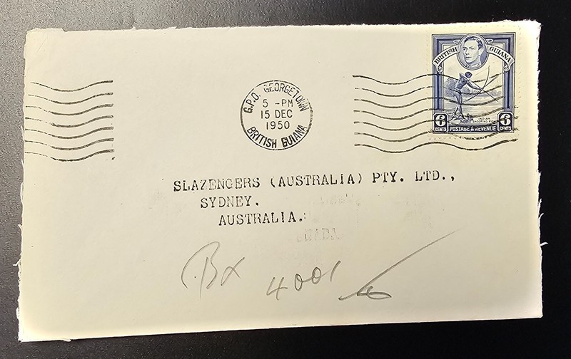 BRITISH GUIANA Cover Sent to Sydney Australia Reverse Postmark on Cover Unique