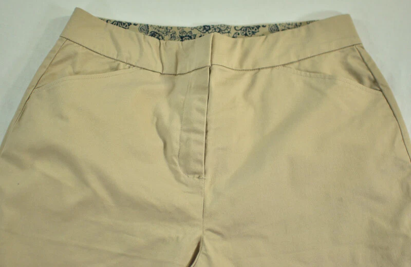 Mujer Tostado Caqui por Appleseed's Pantalones Talla 10 Frontal Cremallera Cintura Elástica Foto 4 de 4