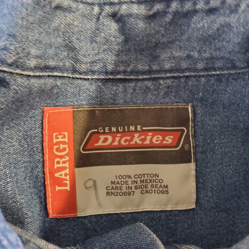 Dickies Blue Denim Cotton 20697 - L Button-Up Work Casual Long Sleeve Shirt Top - Picture 5 of 18