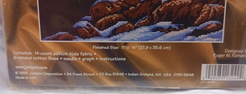 JANLYNN NEEDLECRAFT COUNTED CROSS STITCH NORTHERN LIGHTS WOLF 11X14 #13-244 NIP - Picture 11 of 11