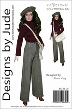Coffee House Doll Clothes Sewing Pattern 16.5" RTB101 doll Grace Sydney Tonner