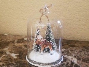 New Pottery Barn Blown Glass Cloche Christmas Tree Reindeer