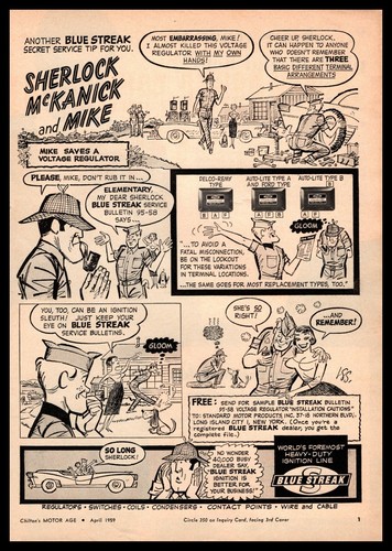 1959 Sherlock McKanick Mike Saves A Voltage Regulator LIC NY Cartoon 