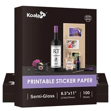 Lot 20-300 Koala Photo Sticker Paper Semi-gloss White for Inkjet & Laser Printer