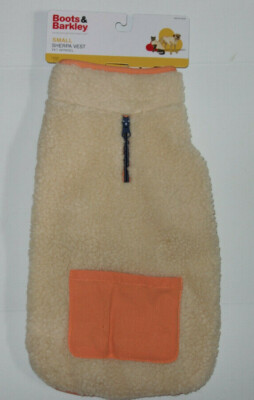 Sherpa Dog Cat Pet Sweater Vest Jacket w/ Pocket Beige/Tan Small Boots Barkley