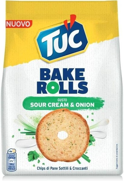 Tuc Bake Rolls Sour Cream & Onion Brotchips Sauerrahm Zwiebelgeschmack 150G-image