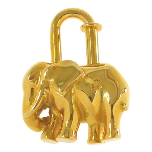 Auth HERMES Elephant Motif Cadena Lock Bag Charm Gold Accessory with box F/J - Picture 4 of 19