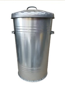 45L GALVANISED METAL BIN, WASTE BIN 