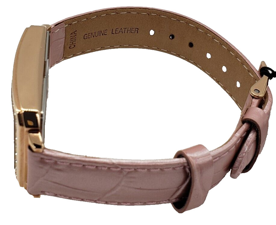 Guess Pink leather Strap Dial Gem-Set Bezel Women