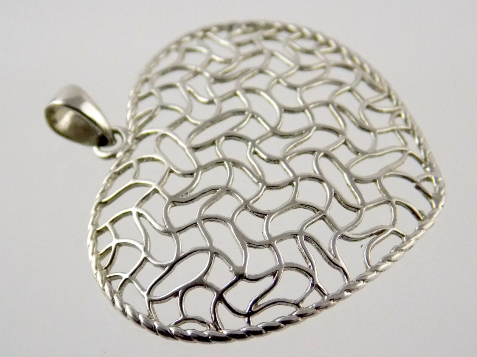 K Sterling Silver Openwork Pattern Heart Pendant … - image 4