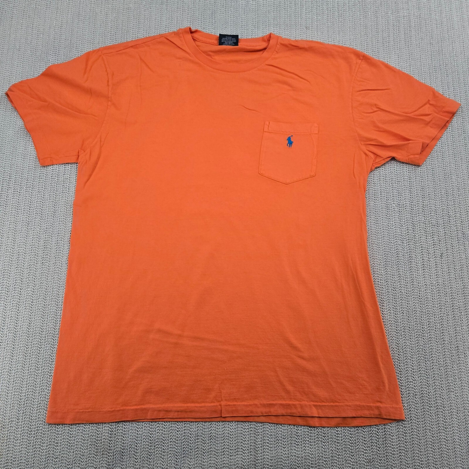 Polo Ralph Lauren camicia uomo media arancione blu pony tasca maglietta manica corta