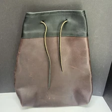 Howl and Hide Supply Co Made in USA Leather Drawstring Bag w/ Strap