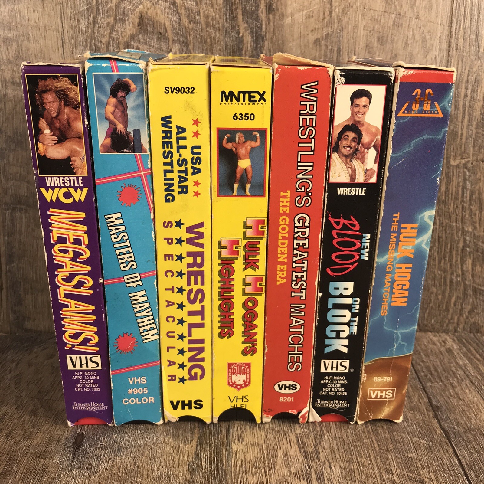 Lot Of 7 Vintage Wrestling VHS Tapes WWF WCW Megaslams, Blood Block