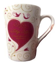 2007 TULLY'S COFFEE MUG, ROMANCE ROAST, HEARTS, NEW OLD STOCK NOS, GENUINE