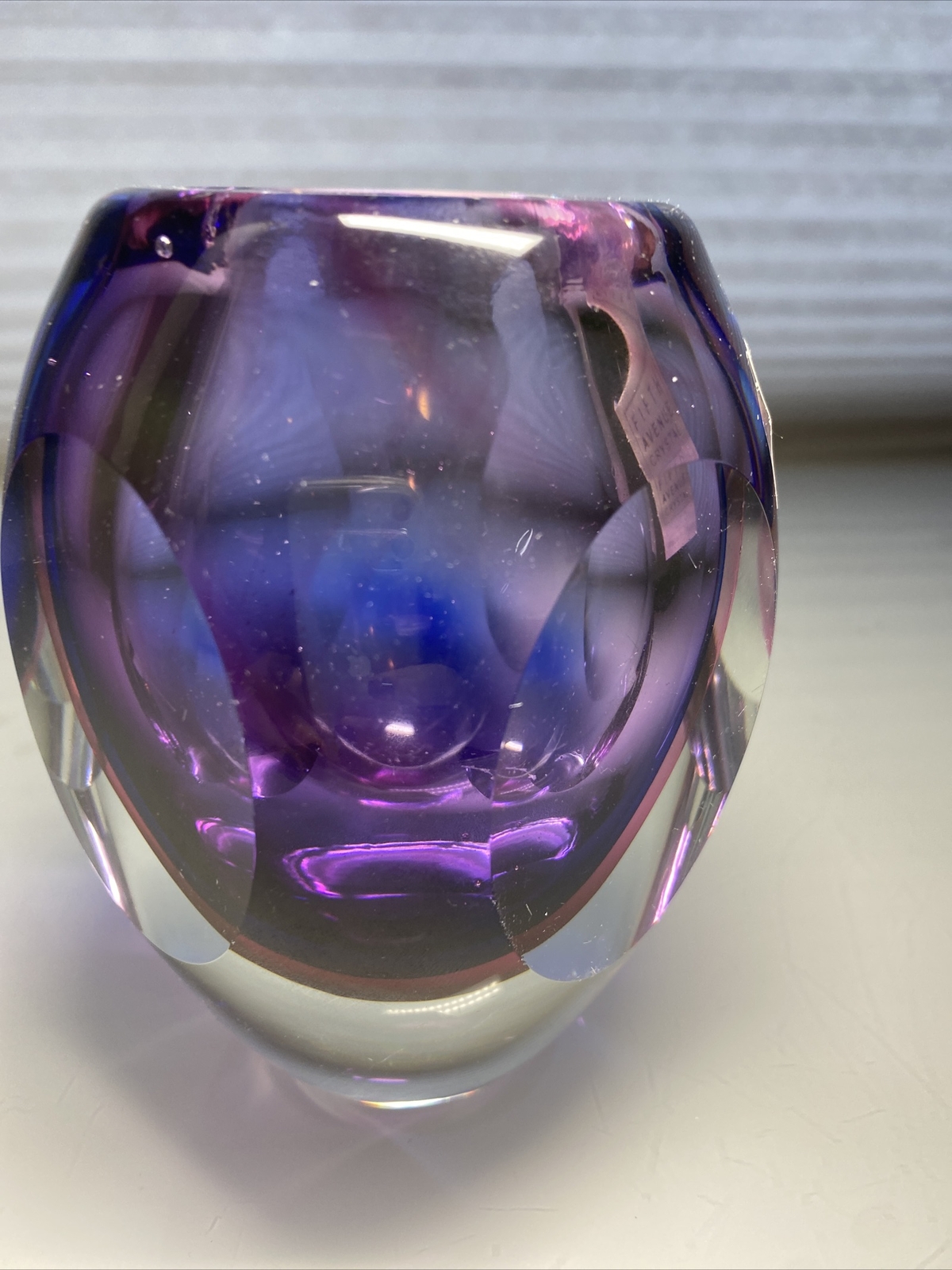 Vintage Fifth Avenue Crystal Purple Pink Blue Art Summerso Faceted