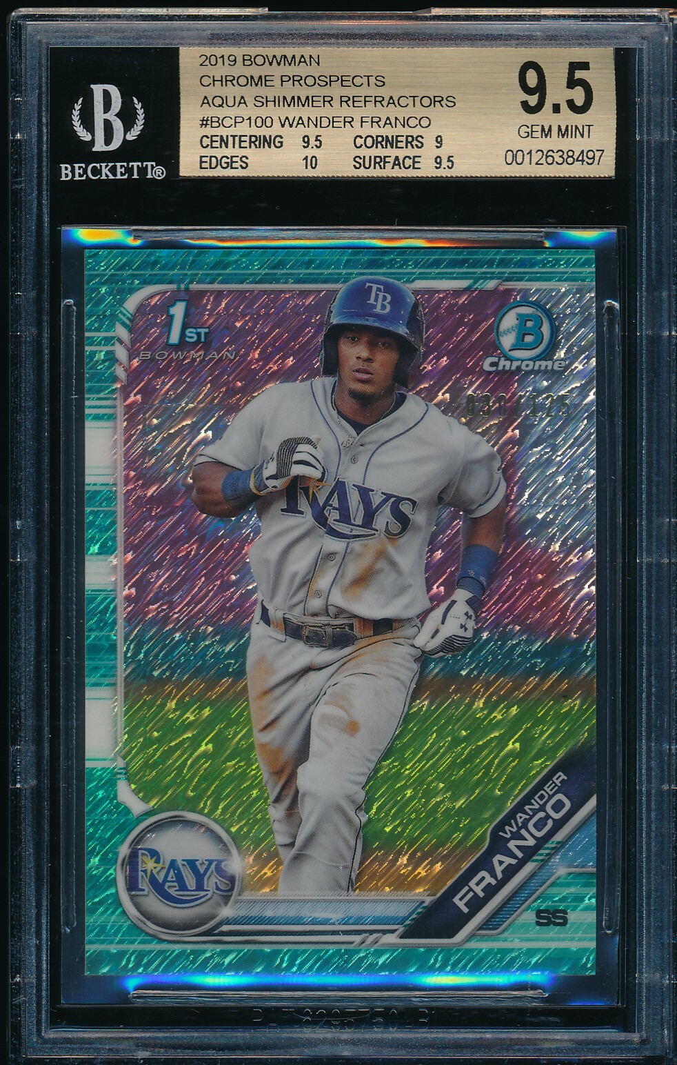 BGS 9.5 WANDER FRANCO 2019 Bowman Chrome AQUA SHIMMER REFRACTOR /125 RC GEM MINT