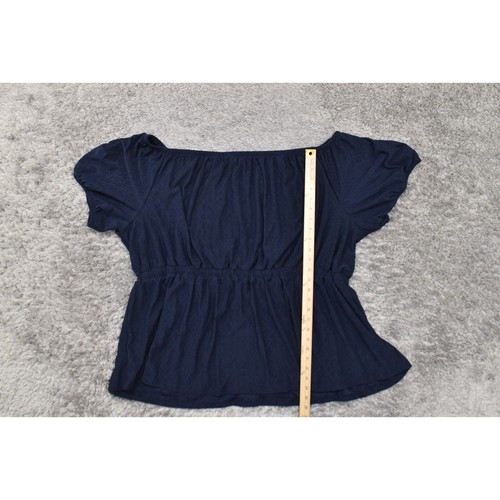 Lane Bryant Blue Blouse Plus Size 26/28 Polyester Preowned Short Sleeve - Picture 5 of 7