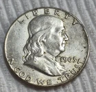 1963 D Ben Franklin Silver Half Dollar. Estimated Almost Uncirculated 53. A0848.