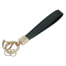 Premium Pink Leather Keychain with Gold-Tone Ring Classic Style
